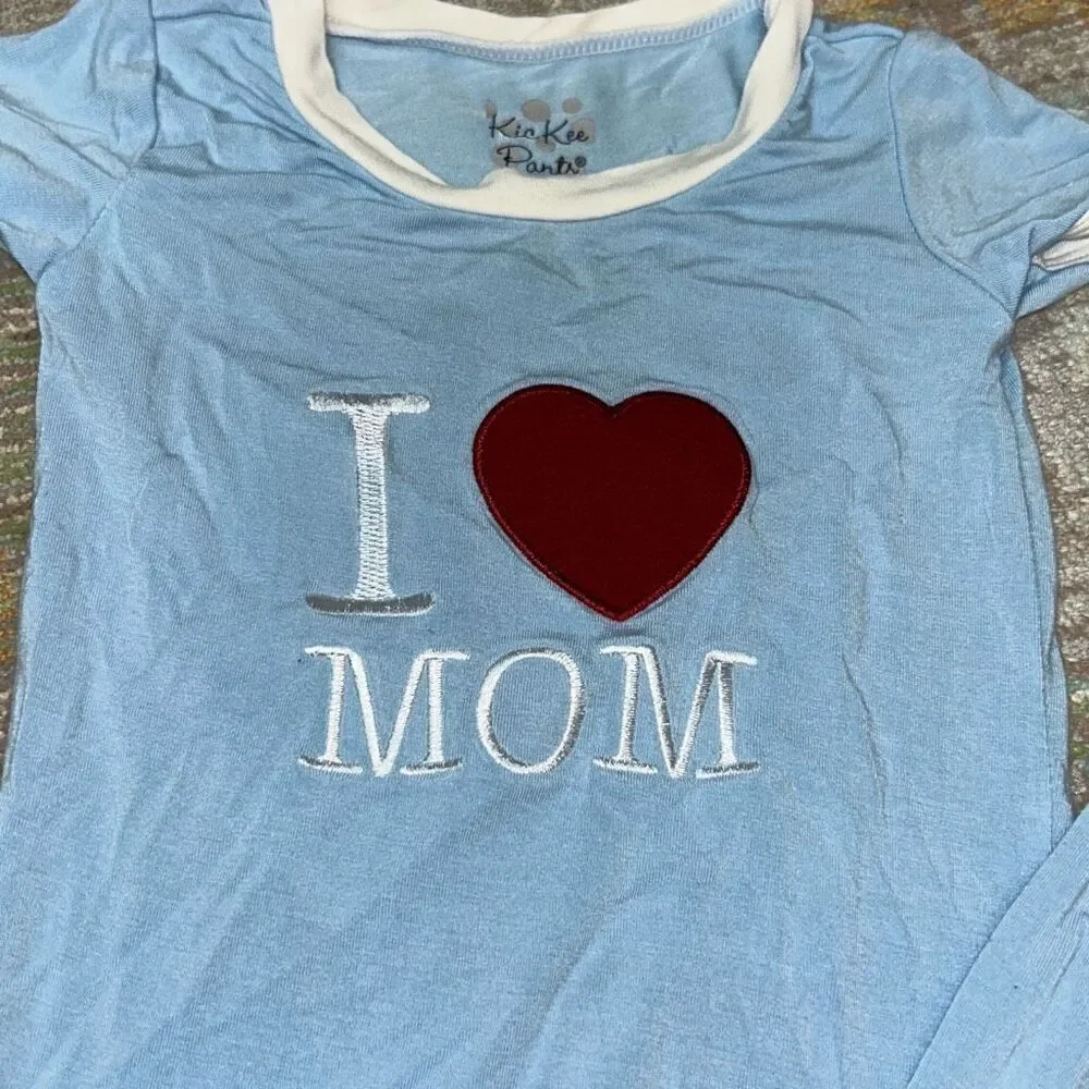 Kickee pants pajama set I love mom sz 12/18